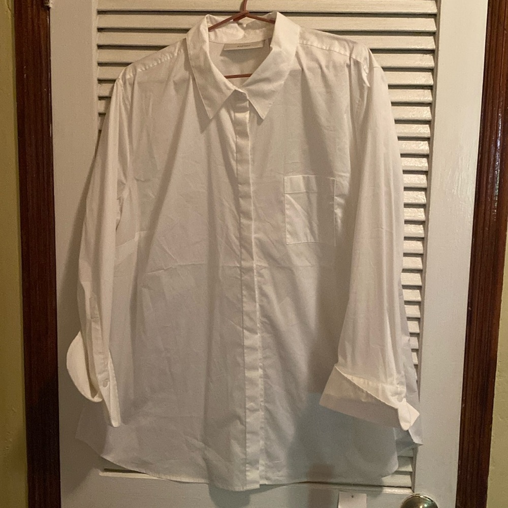 NWT - Nordstrom Sejour Buttoned Down Top With Front Pocket, Size 14W